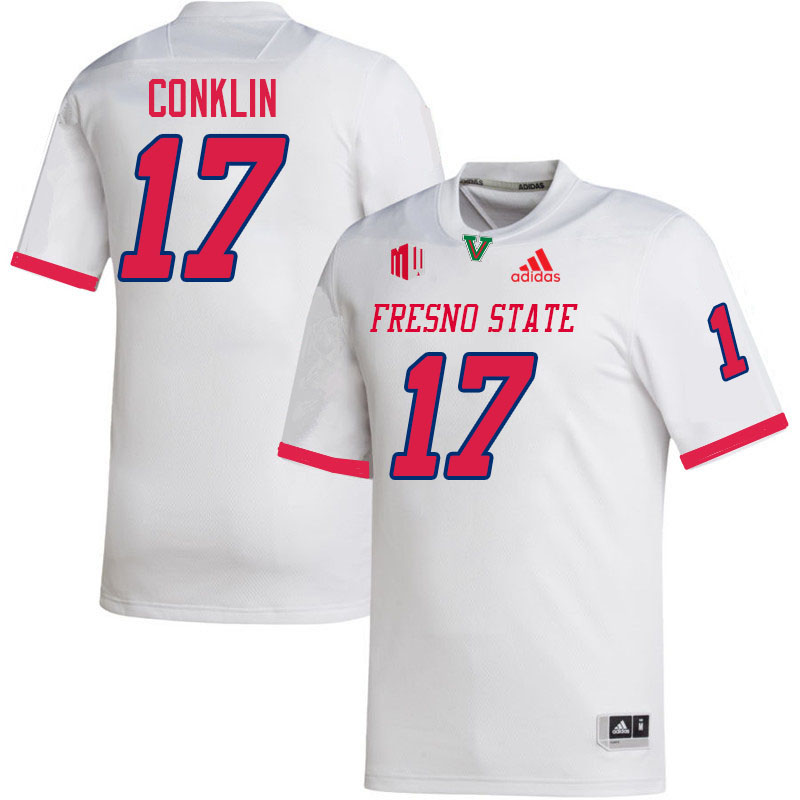 Fresno State Bulldogs #17 Carson Conklin College Football Jerseys Stitched-White